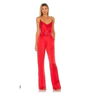 Karina Grimaldi Rocio‎ Solid Jumpsuit in Red  Size Small Luxury